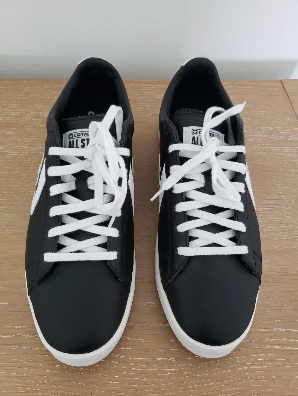 Men's Converse Pro Leather Low Top Sneakers - Black & White - Picture 6 of 7